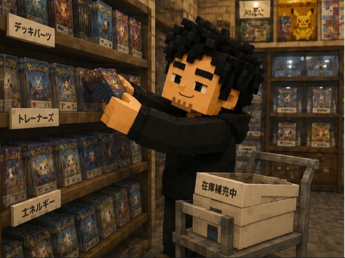 商品を補充する店長